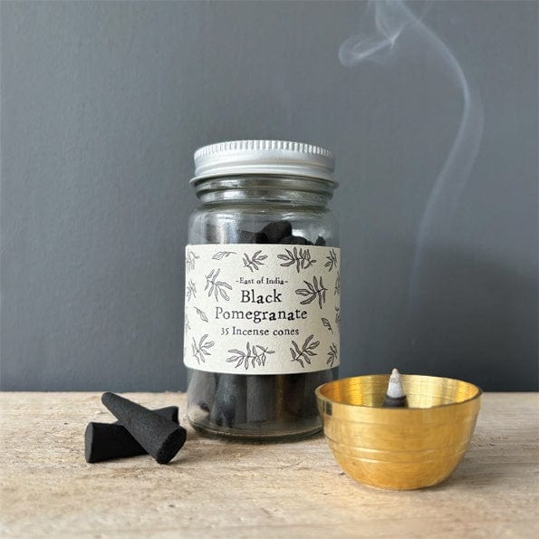 East of India Homewares East of India Jar of Incense Cones Black Pomegranate