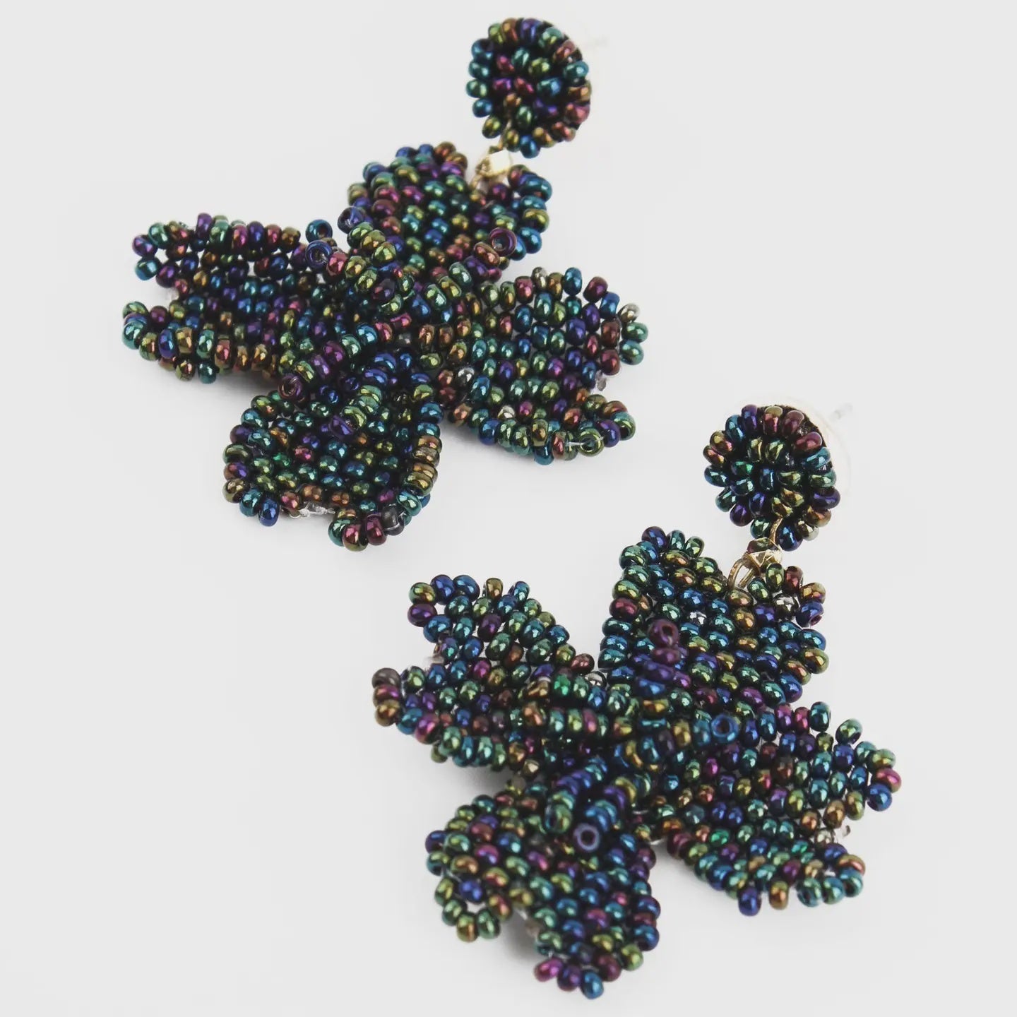 My Doris 3D Small Petrol Flower Earrings