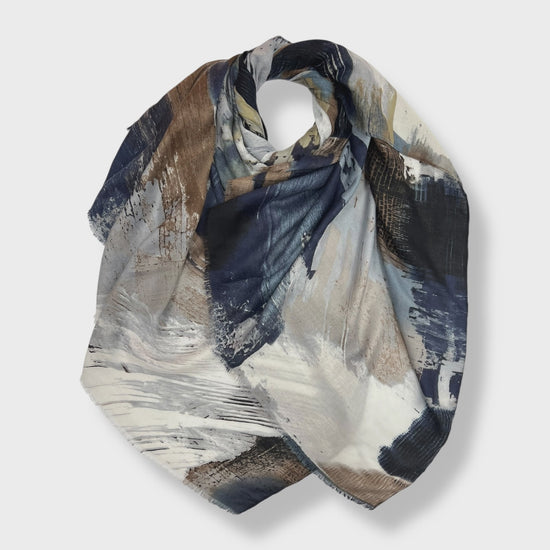 Abstract Painting Scarf Navy