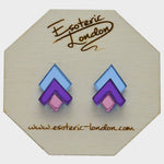Esoteric London Jewellery Geometric Stud Earrings Light Blue/Purple/Pink