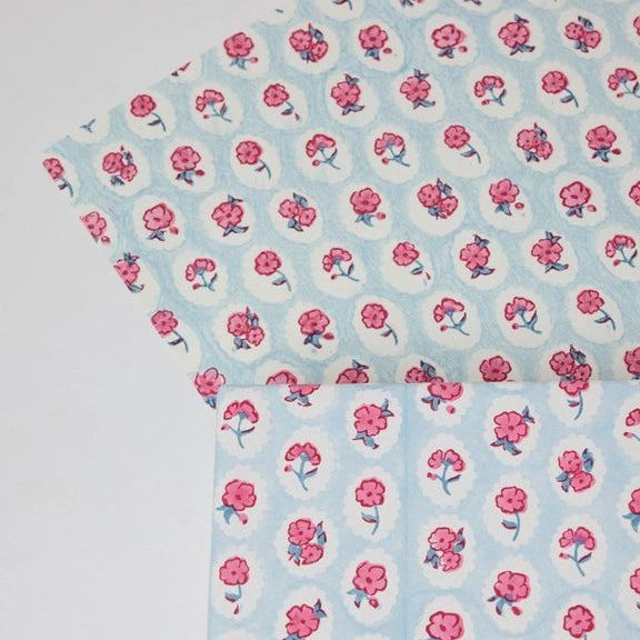 Paper Mirchi Block Printed Wrapping Paper Sheets Bp Scallop Tiles Pink Sorbet - Precious Sparkle