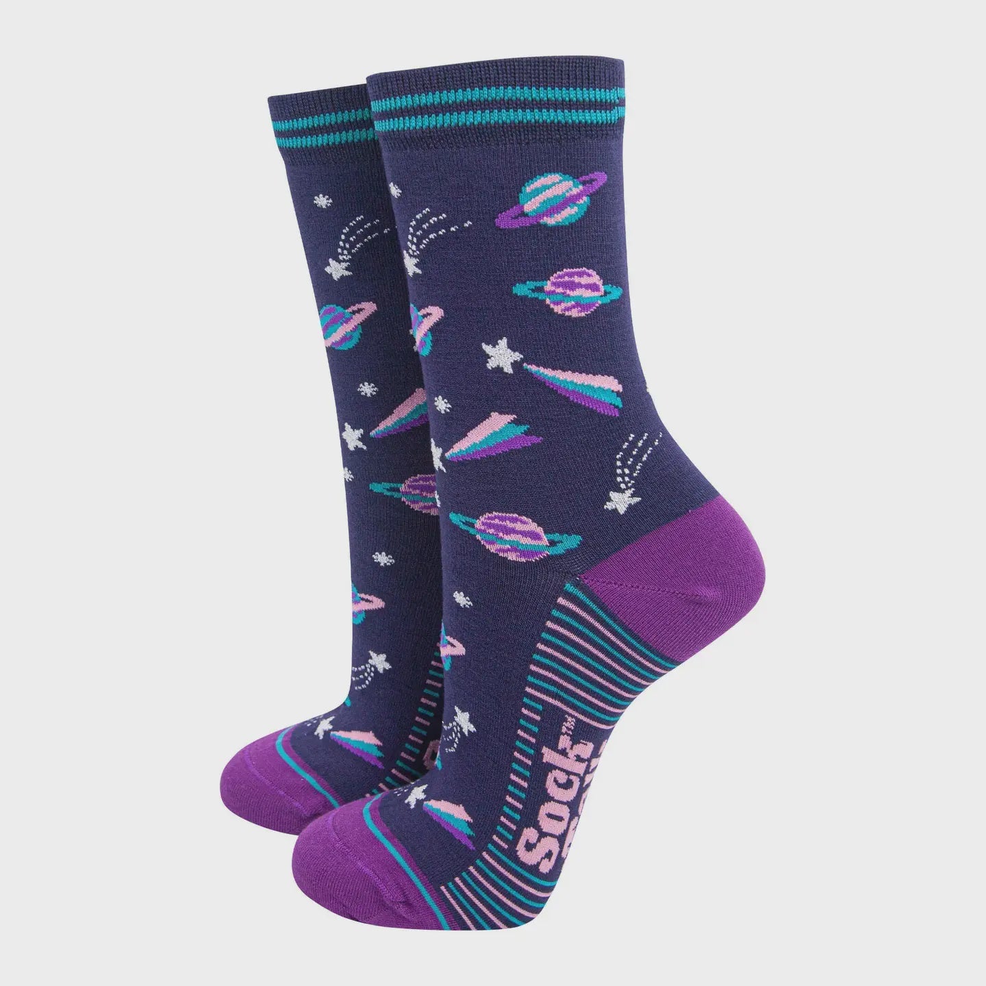 Sock Talk Women's Bamboo Socks Navy Blue/Purple, Outer Space