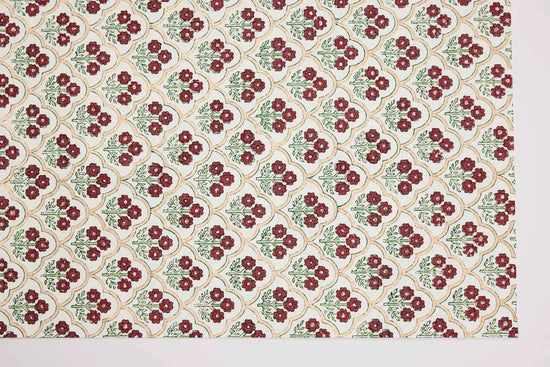 Paper Mirchi Block Printed Wrapping Paper Trellis Cherry
