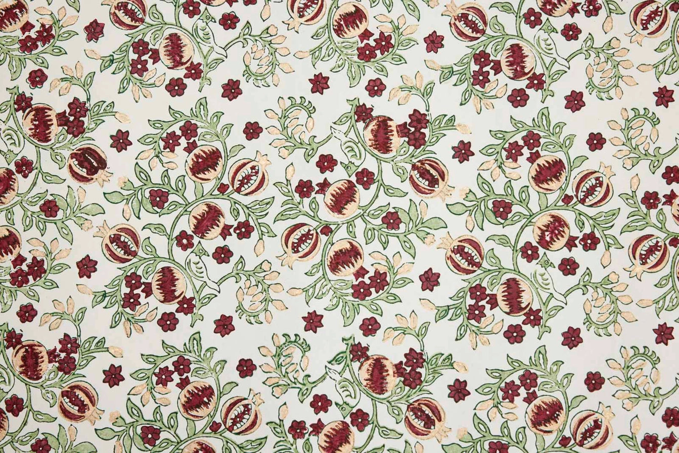 Paper Mirchi Block Printed Wrapping Paper Pomegranate  Cherry