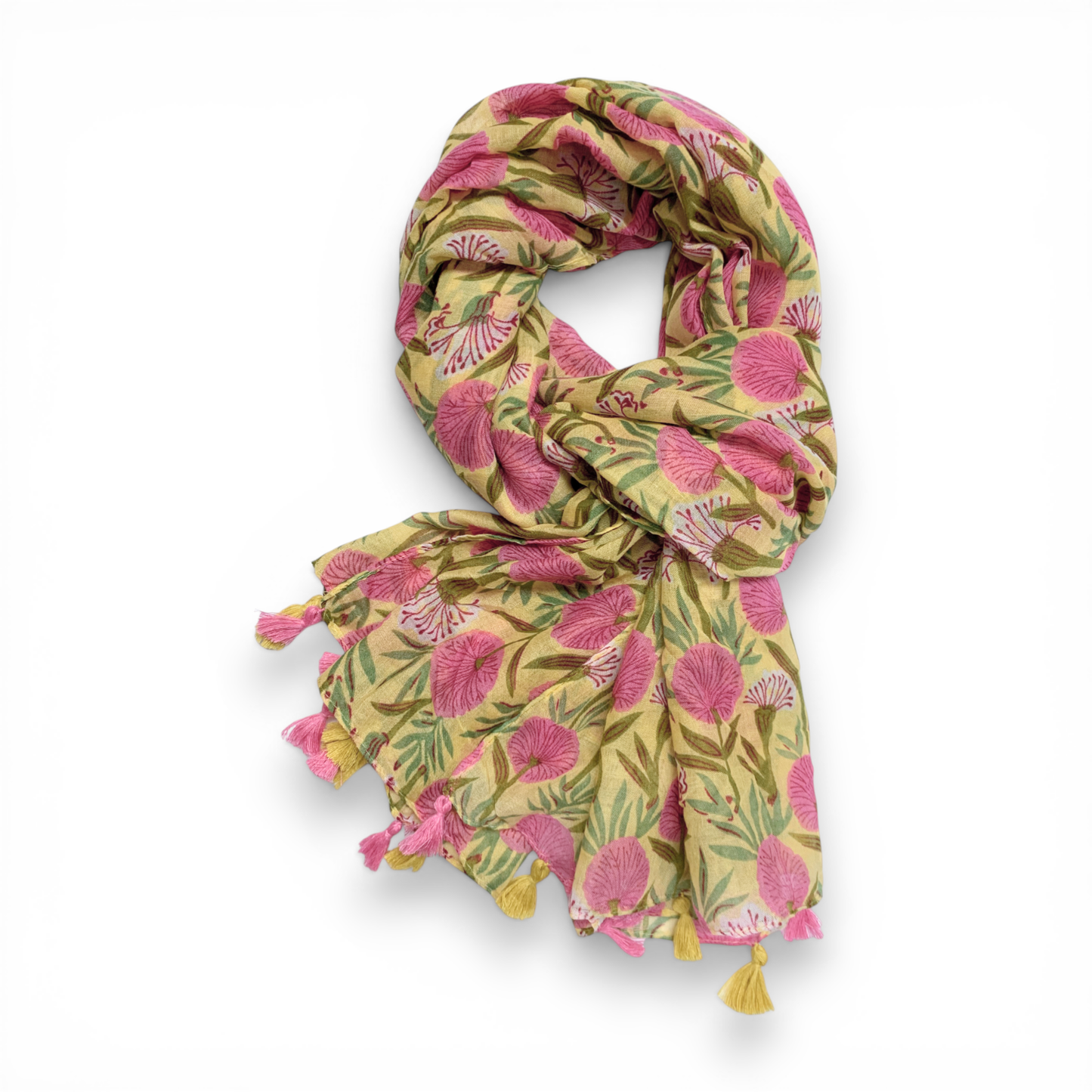 Geraniums Flower Print Cotton Blend Scarf - Precious Sparkle