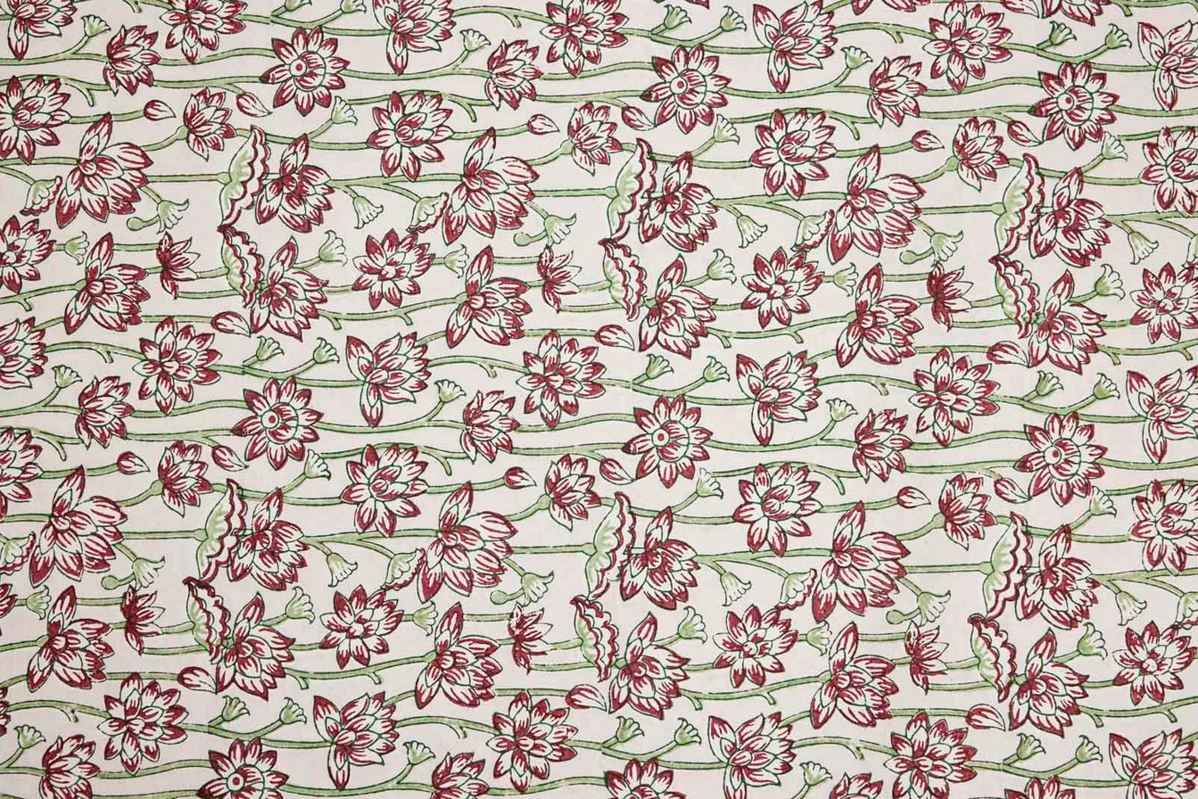 Paper Mirchi Block Printed Wrapping Paper Lotus Cherry