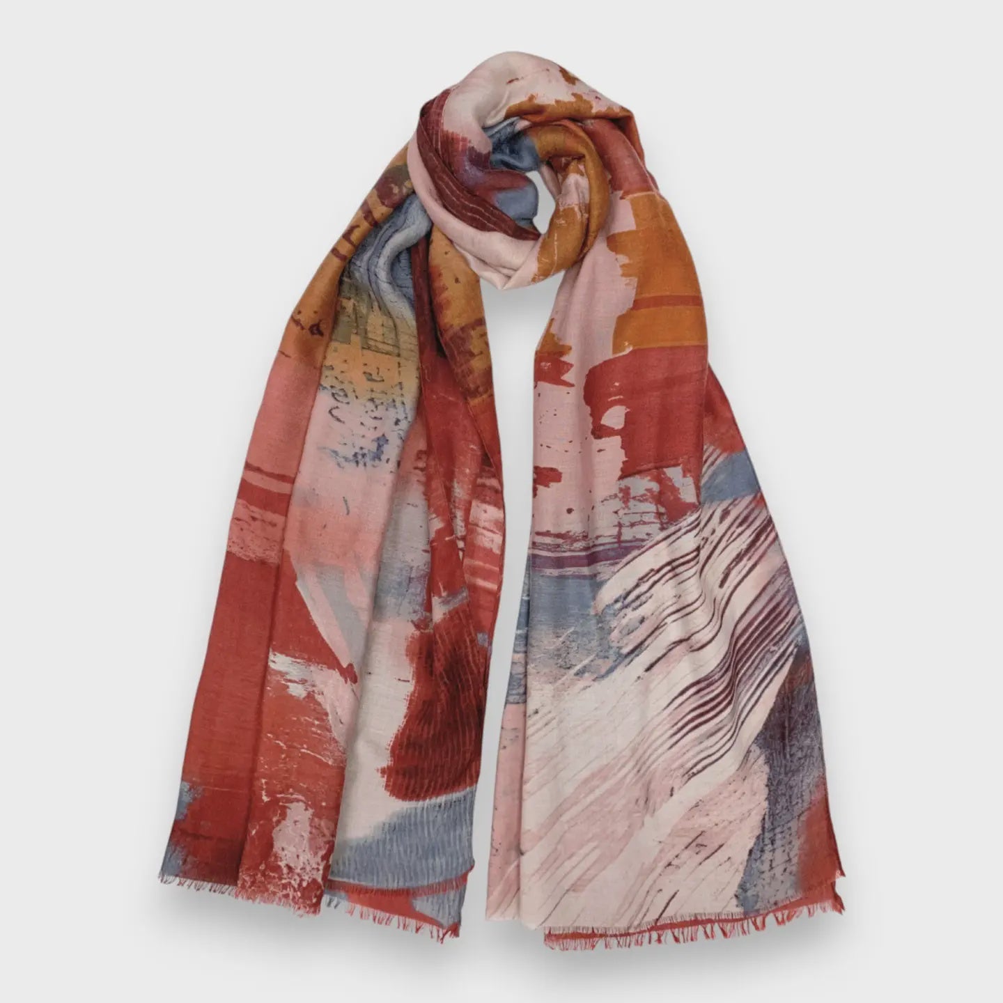 Brush Stroke Print Scarf Pink