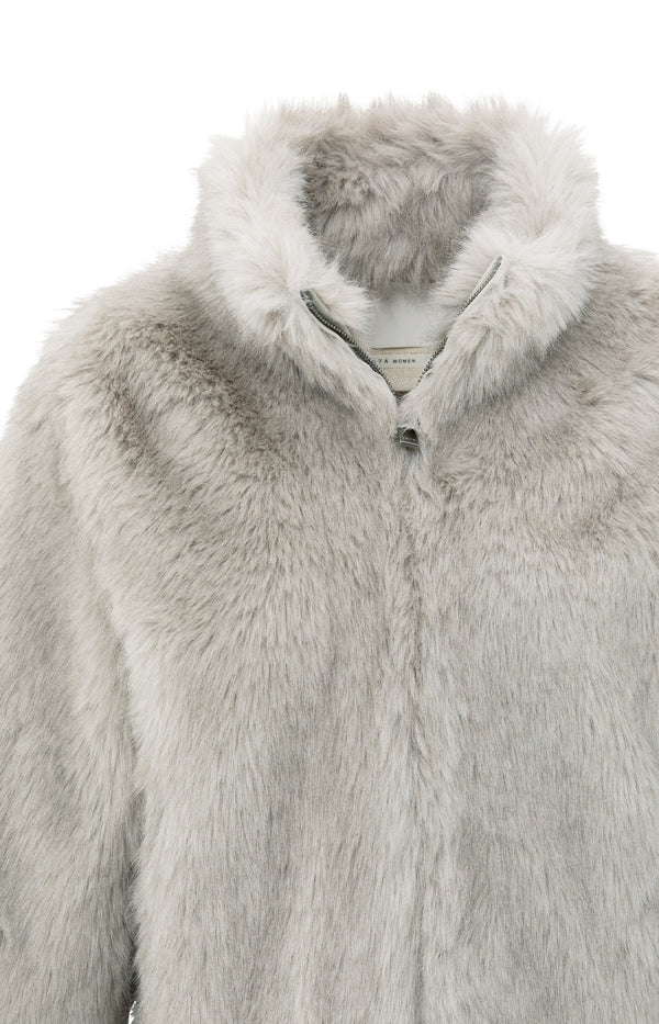 YAYA Faux Fur Jacket with Stand-up Collar
