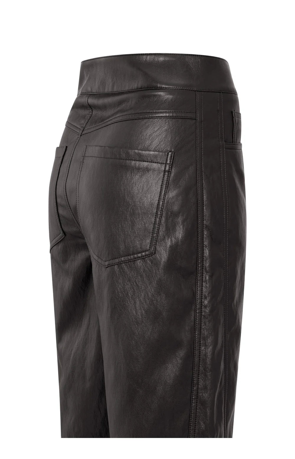 YAYA Faux Leather Trousers Anthracite Brown