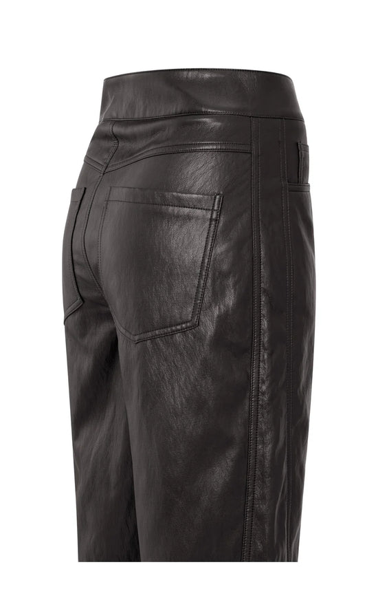 YAYA Faux Leather Trousers Anthracite Brown