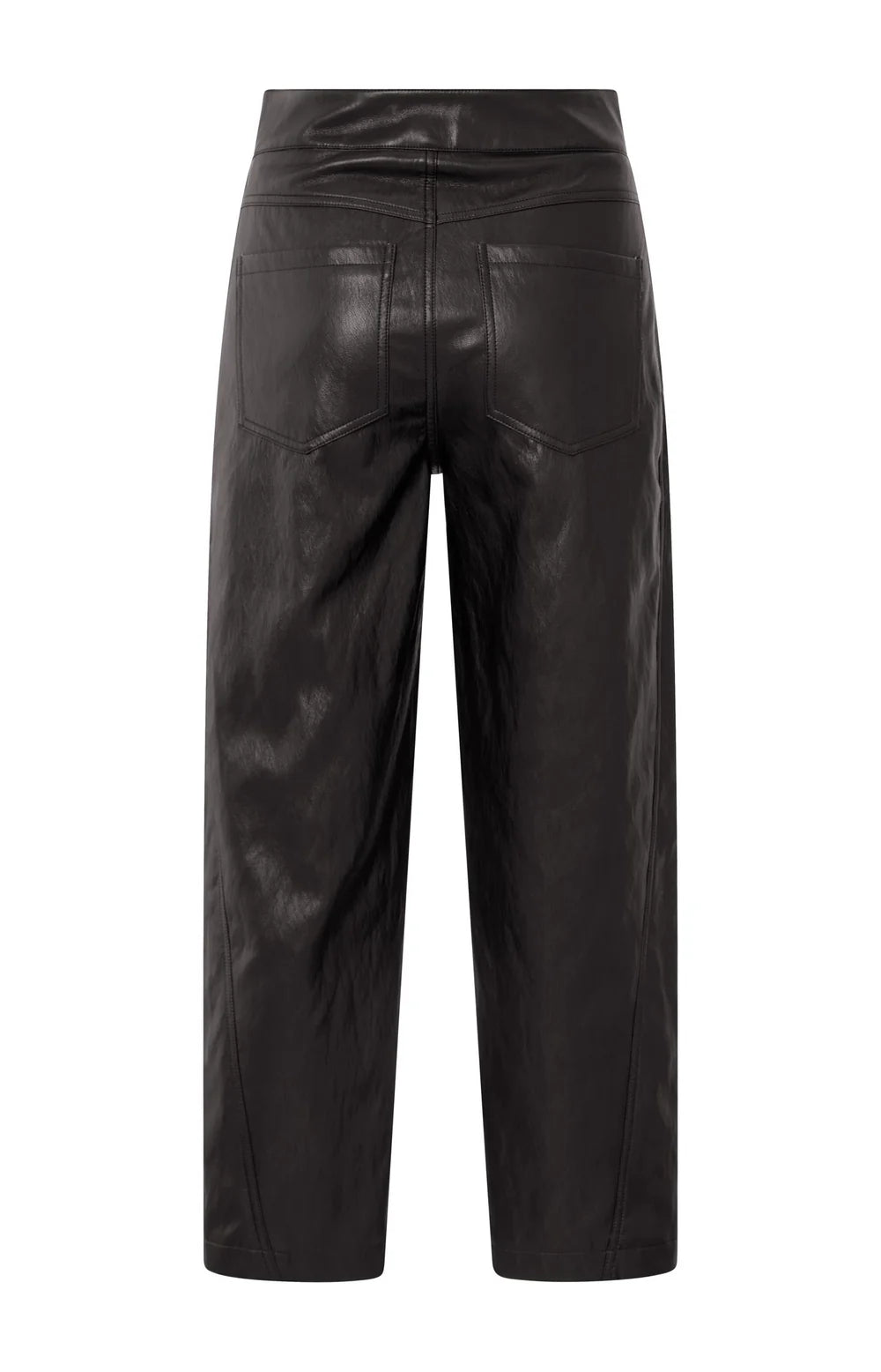 YAYA Faux Leather Trousers Anthracite Brown