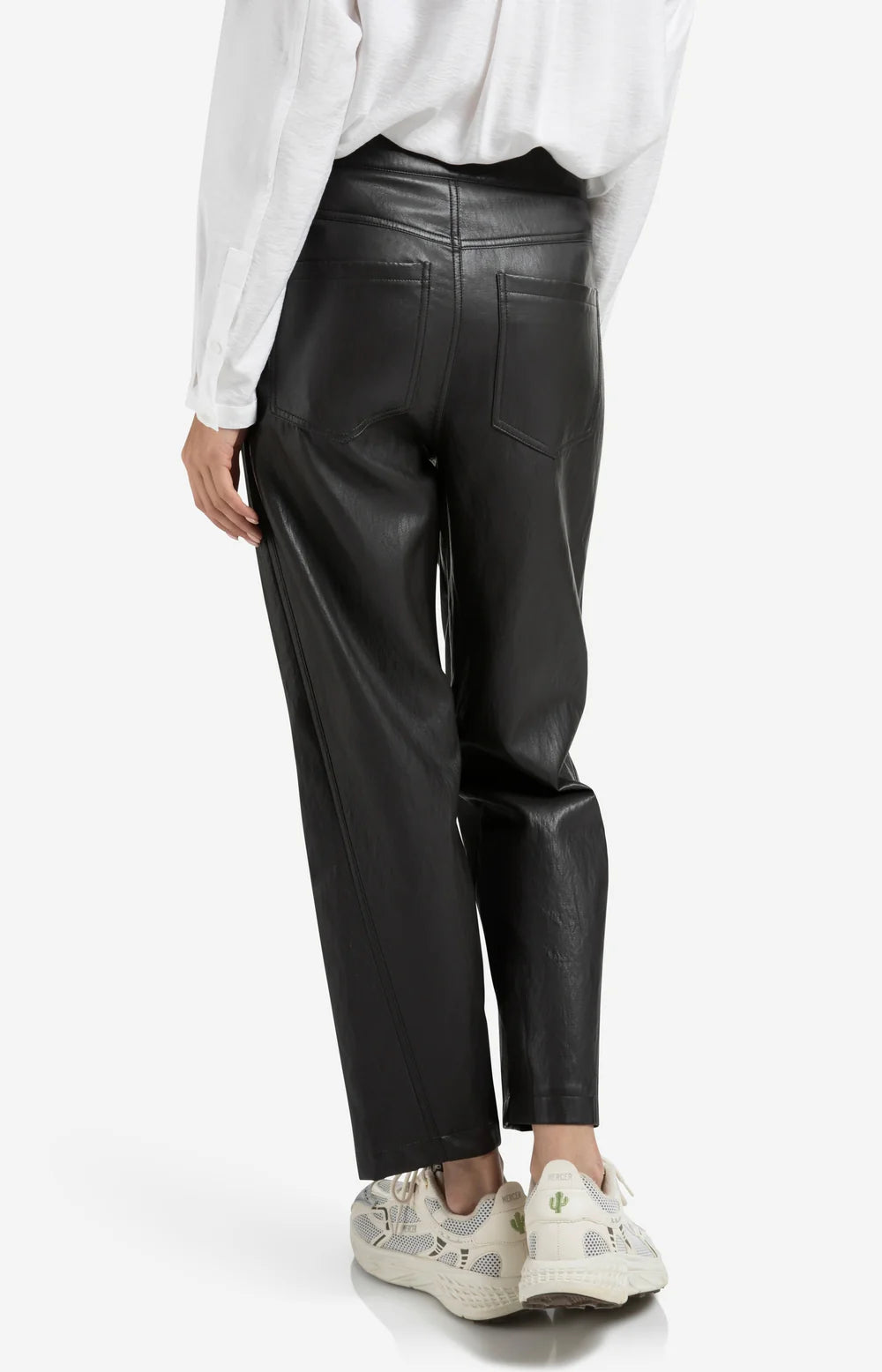 YAYA Faux Leather Trousers Anthracite Brown