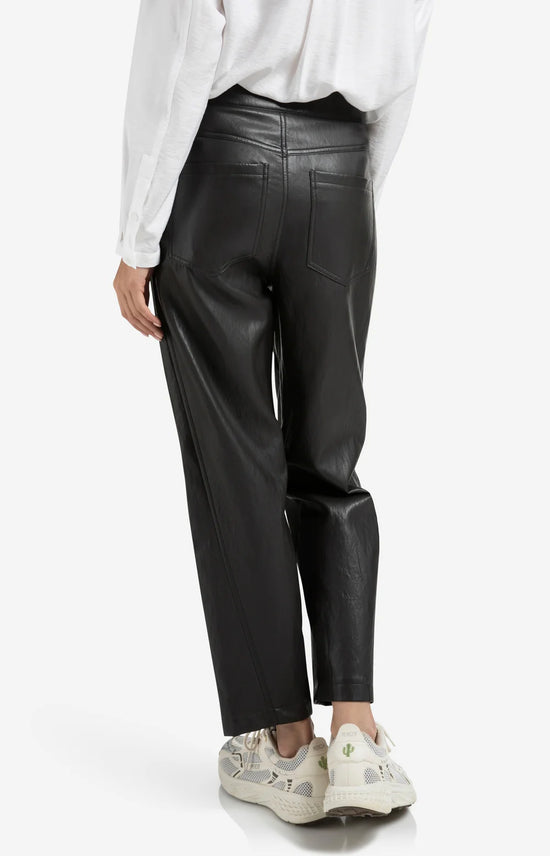 YAYA Faux Leather Trousers Anthracite Brown