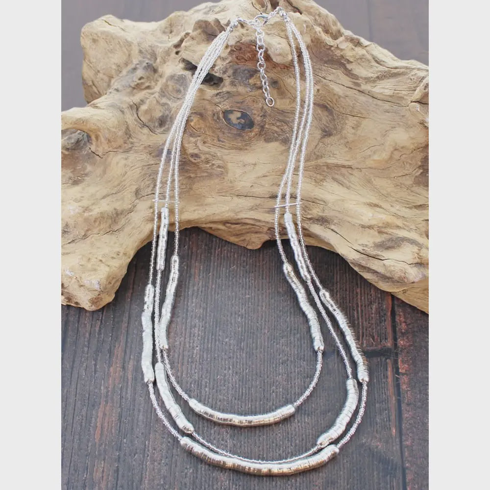 Suzie Blue Triple-Strand Snake & Bead Necklace