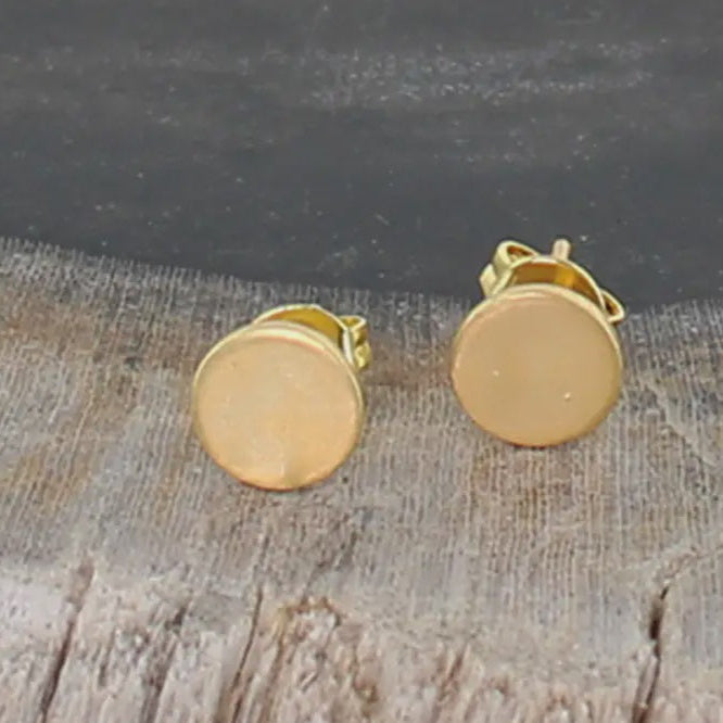 Suzie Blue Gold Disc Stud Earrings