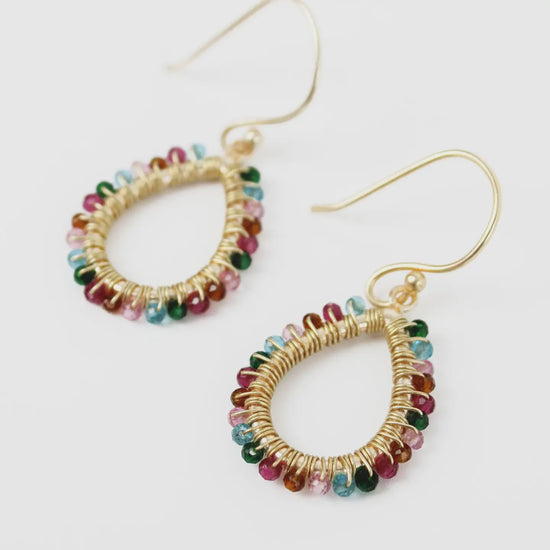 My Doris Rainbow Crystal Bead Teardrop Earrings