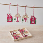Gainsborough Giftware Homewares Wooden House Hanging Decorations Set of 8