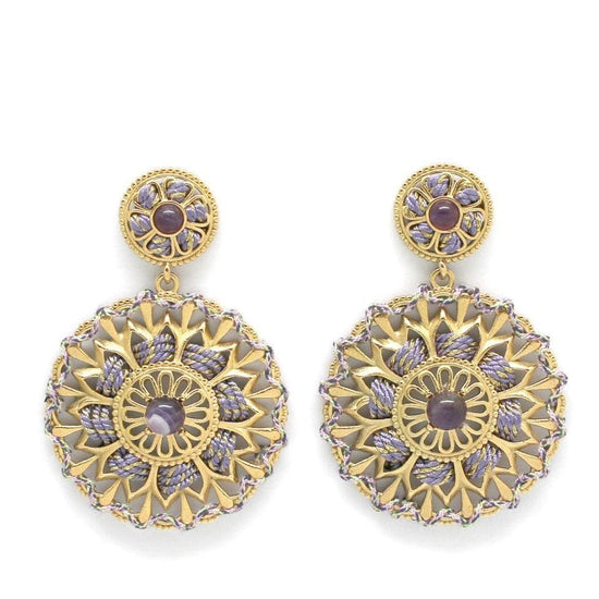 Habaha Jewellery Habaha Sequin Decorated Thread Earrings