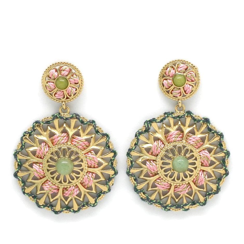 Habaha Jewellery Habaha Sequin Decorated Thread Earrings