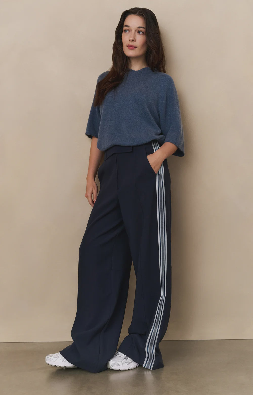 YAYA  High Waist Trousers with Side Stripes