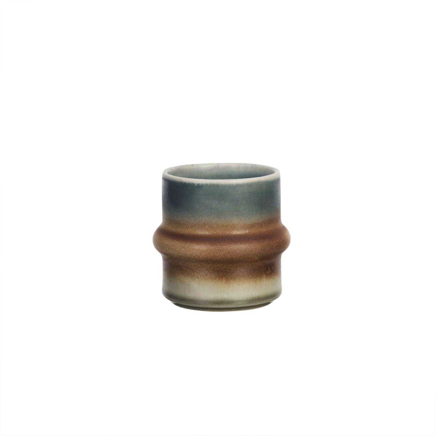 Madam Stoltz Two-Tone Stoneware Cup- Blue