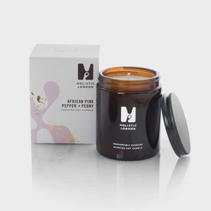 
                
                    Load image into Gallery viewer, Holistic London Homewares Holistic London African Pink Pepper + Peony Scented Candle
                
            