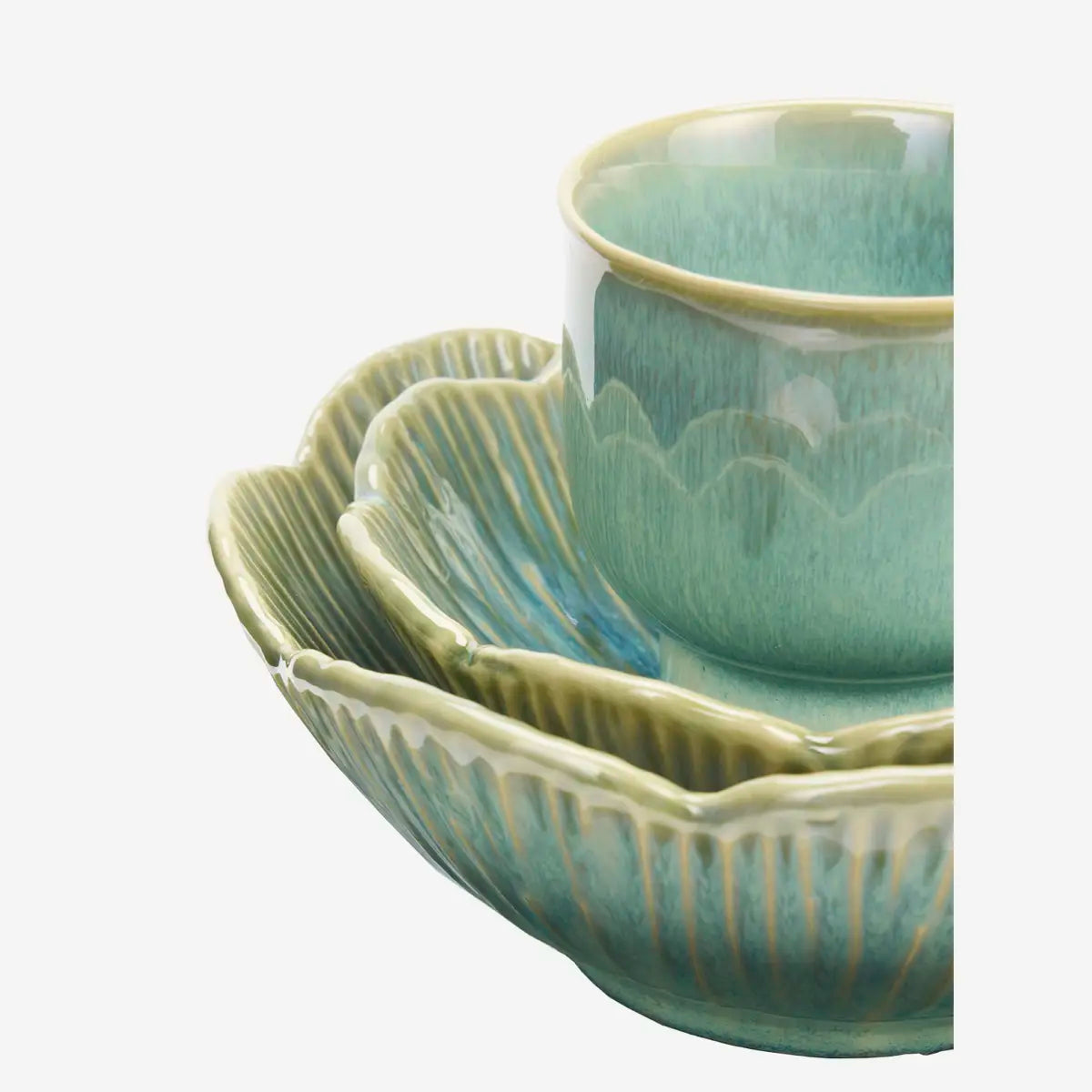 Madam Stoltz Stoneware Cup Small Pedestal Green