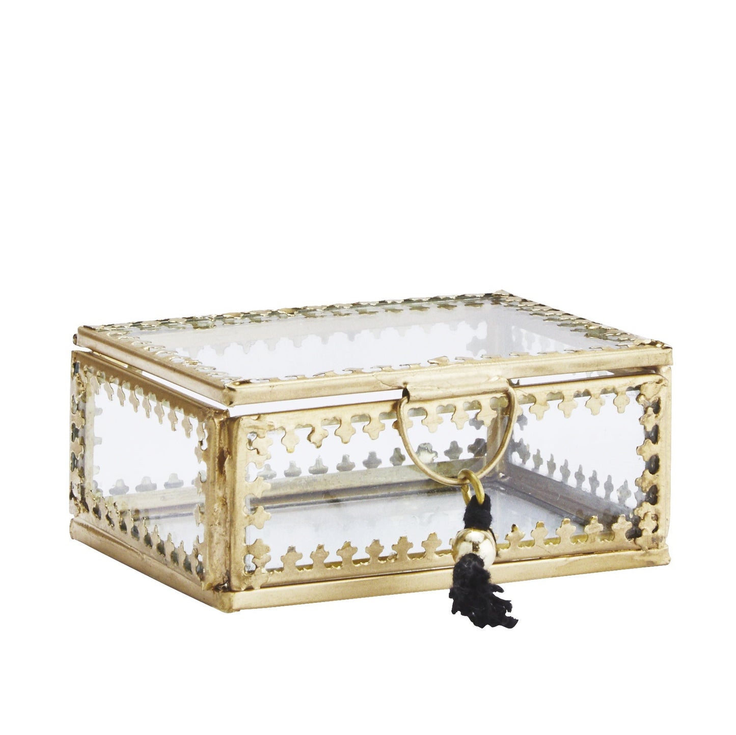 Madam Stoltz Glass Box w/Tassel Small - Precious Sparkle