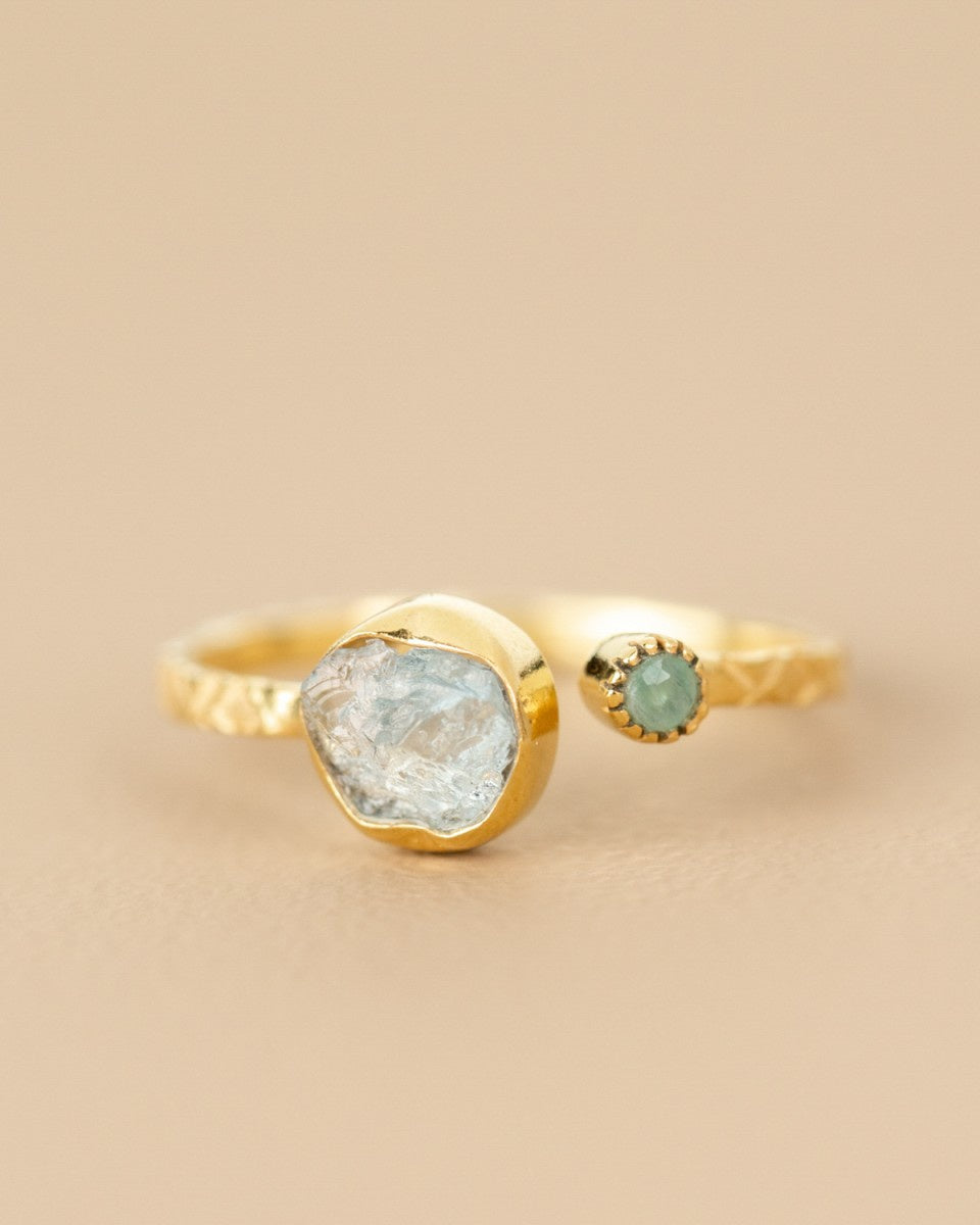 muja juma Mazarine Ring Rough Aquamarine - Precious Sparkle