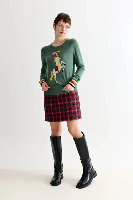 Louche Bly Green Circus Pony Intarsia Jumper