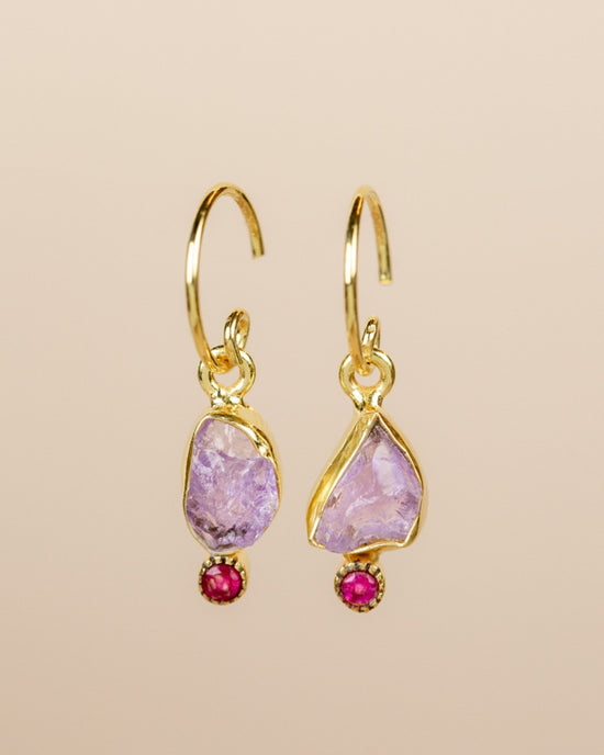 muja juma Mazarine Gold Earrings Amethyst - Precious Sparkle