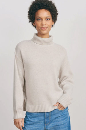 Jumper 1234 Cashmere Split Roll Collar Oatmeal Precious Sparkle
