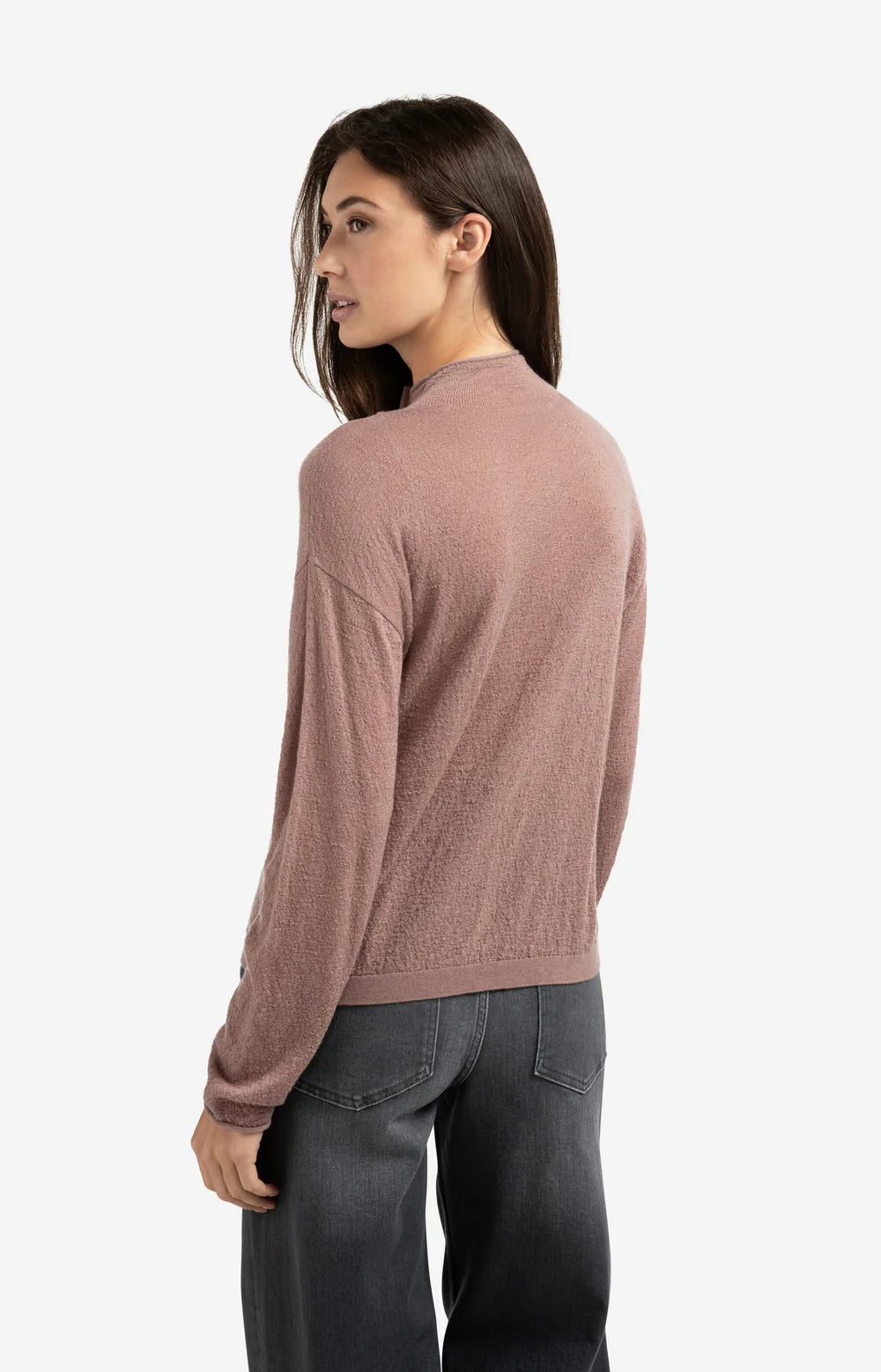 YAYA Cardigan with High Neckline Blush Pink
