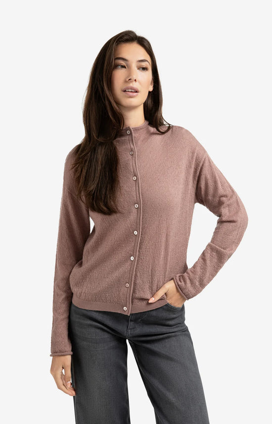 YAYA Cardigan with High Neckline Blush Pink