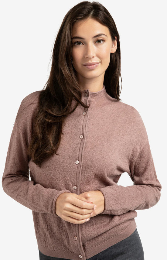 YAYA Cardigan with High Neckline Blush Pink