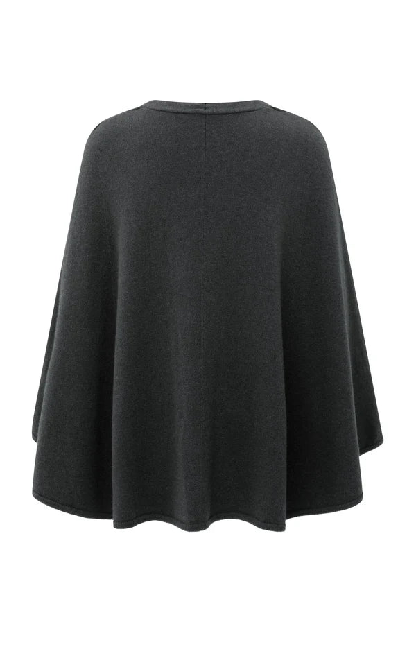 YAYA Knitted Poncho Tie-Waist Black