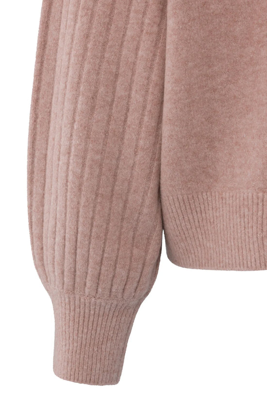 YAYA Crew Jumper with Ribbed Sleeves Blush Pink