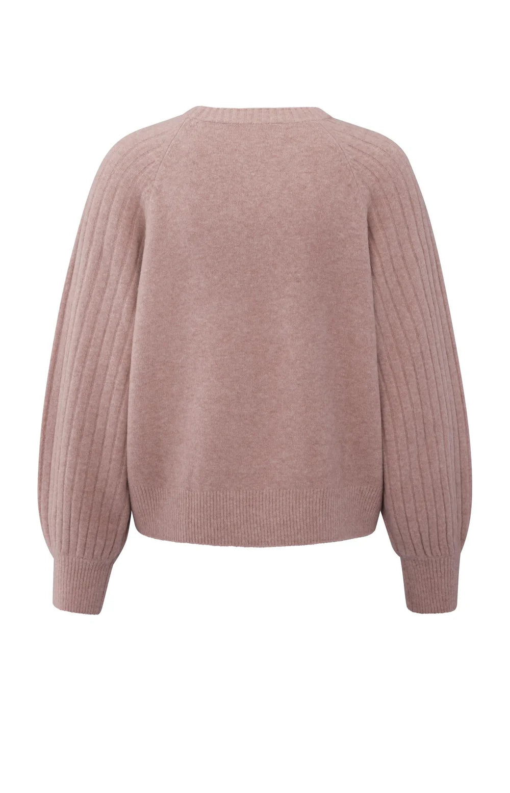 YAYA Crew Jumper with Ribbed Sleeves Blush Pink