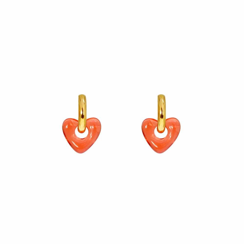 Les Cleias Jewellery Coral Red Les Cleias Mini-Oberyn Resin Heart Earrings