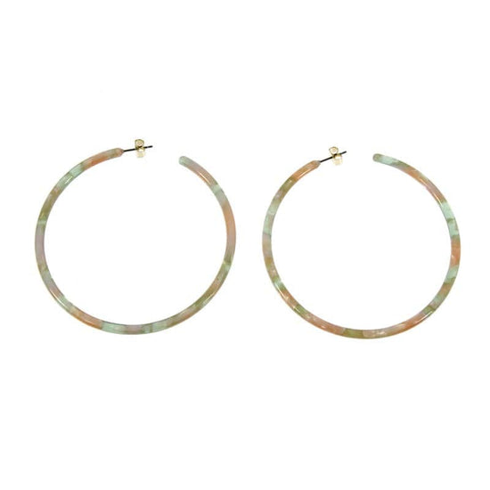 Les Cleias Jewellery Les Cleias 70mm Resin Hoop Earrings Green/Pink