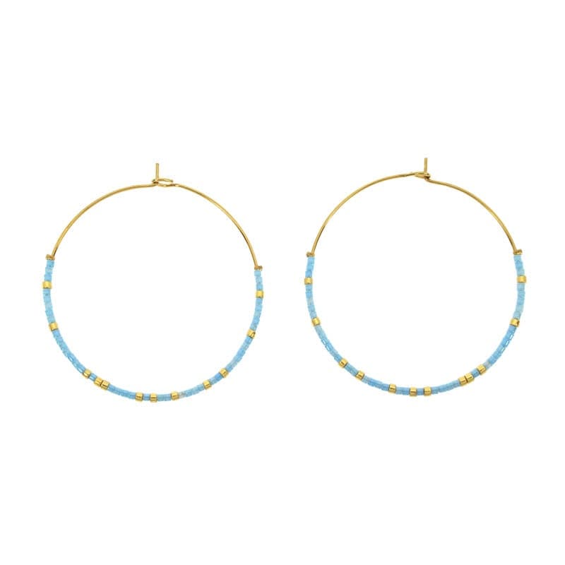 Les Cleias Jewellery Les Cleias Armelle Light Blue Hoop Earrings