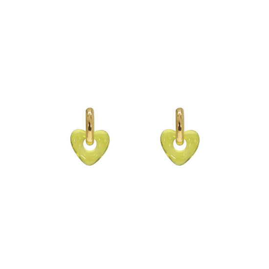 Les Cleias Jewellery Lime Green Les Cleias Mini-Oberyn Resin Heart Earrings