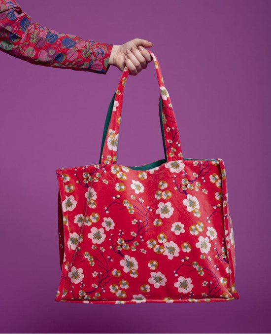 Les Touristes Accessories Les Touristes Big Tote Blossom Coral Velvet