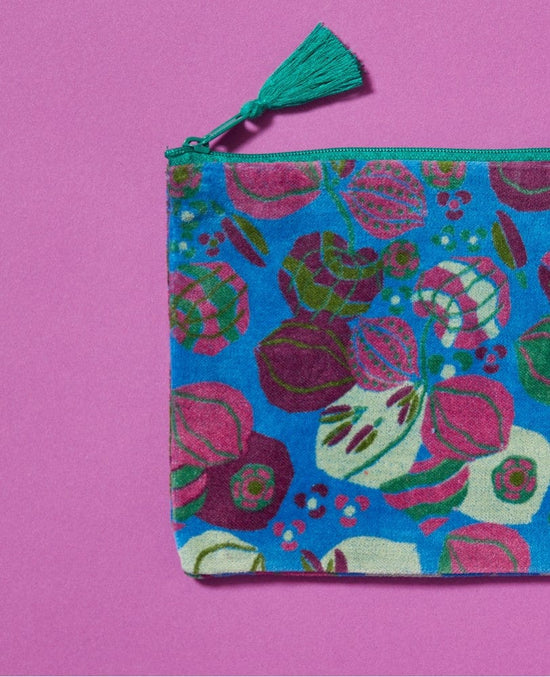 Les Touristes Accessories Les Touristes Zipped Pouch Bloom Blue Velvet