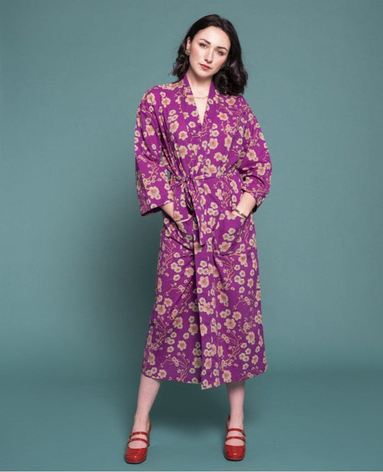 Les Touristes Fashion Les Touristes Blossom Purple Cotton Dressing Gown