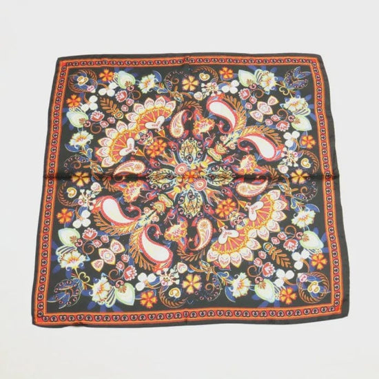 Lilas de Seine Accessories Lilas de Seine Silky Black Square Paisley Scarf