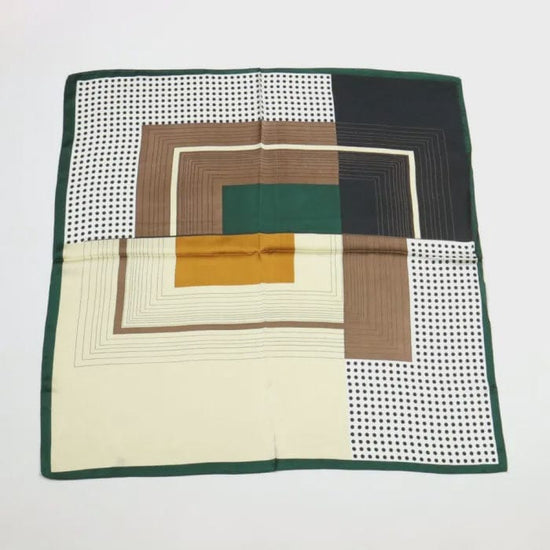 Lilas de Seine Accessories Lilas de Seine Silky Green Square Geometric Scarf