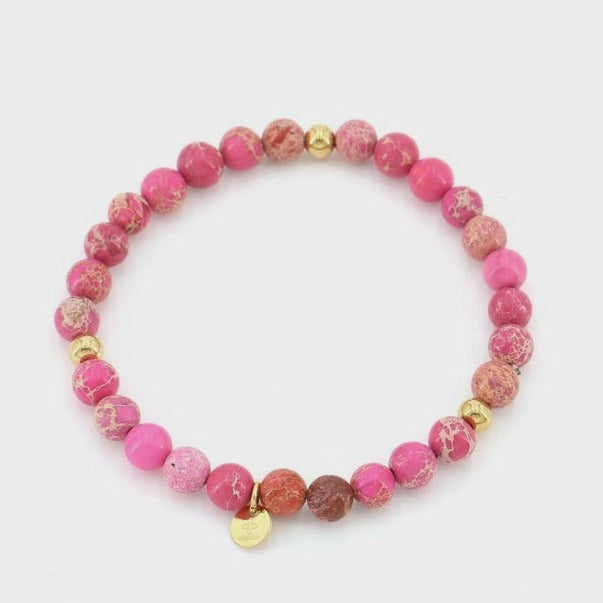 Lilas de Seine Jewellery fuschia Lilas de Seine Elastic Bracelet Elastic Bracelet with Marble Beads