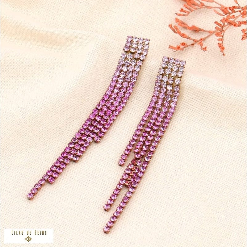 Lilas de Seine Jewellery Fuschia Lilas de Seine Helicia  Fringe Dangling Earrings