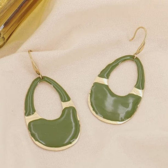 Lilas de Seine Jewellery Green Lilas de Seine Enamel Drop Earrings